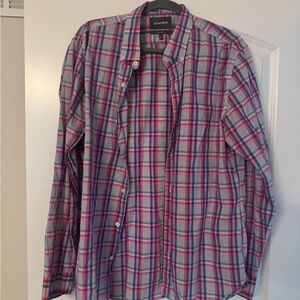 Bonobos Men's Casual Plaid Shirt - Pink and Gray